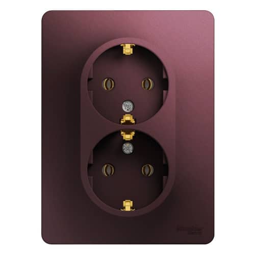 Купить Розетка Schneider Electric Glossa GSL001124 двухместная с заземлением баклажановый по низкой цене