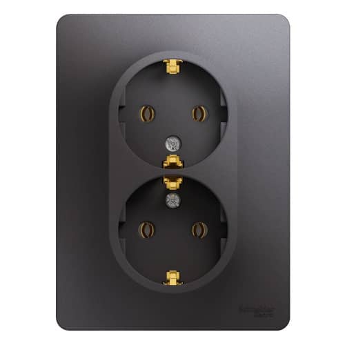 Купить Розетка Schneider Electric Glossa GSL001324 двухместная с заземлением графит по низкой цене