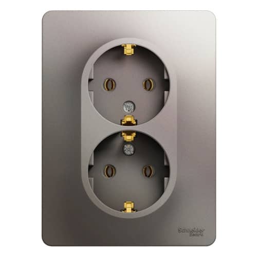 Купить Розетка Schneider Electric Glossa GSL001224 двухместная с заземлением платина по низкой цене