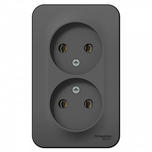 Купить Розетка Schneider Electric Blanca BLNRA000216 двухместная без заземления с изолирующей пластиной антрацит по низкой цене
