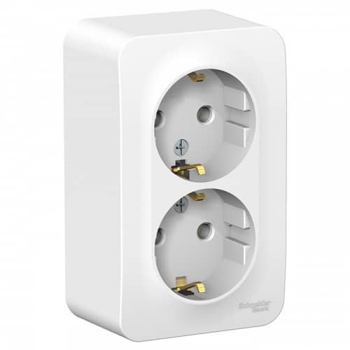 Купить Розетка Schneider Electric Blanca BLNRA010211 двухместная с заземлением и изолирующей пластиной белая по низкой цене