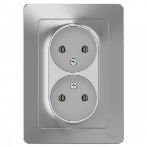 Купить Розетка Schneider Electric Blanca BLNRS000023 двухместная без заземления алюминий по низкой цене