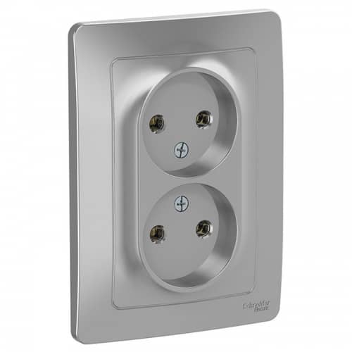 Купить Розетка Schneider Electric Blanca BLNRS000023 двухместная без заземления алюминий по низкой цене