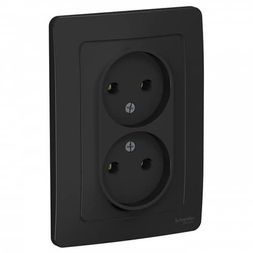 Купить Розетка Schneider Electric Blanca BLNRS000026 двухместная без заземления антрацит по низкой цене