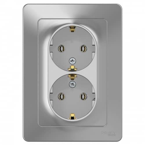 Купить Розетка Schneider Electric Blanca BLNRS001023 двухместная с заземлением алюминий по низкой цене