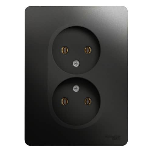 Купить Розетка Schneider Electric Glossa GSL000720 двухместная без заземления антрацит по низкой цене
