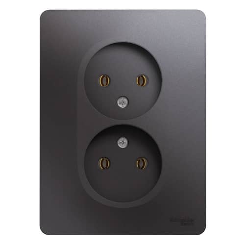 Купить Розетка Schneider Electric Glossa GSL001320 двухместная без заземления графит по низкой цене