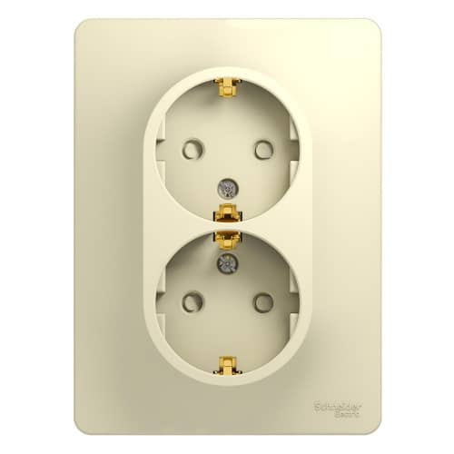 Купить Розетка Schneider Electric Glossa GSL000226 двухместная с заземлением и защитными шторками бежевая по низкой цене