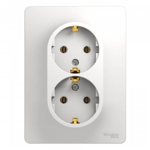 Купить Розетка Schneider Electric Glossa GSL000124 двухместная с заземлением белая по низкой цене
