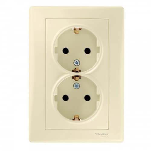 Купить Розетка Schneider Electric Sedna SDN3000647 двухместная с заземлением бежевая по низкой цене
