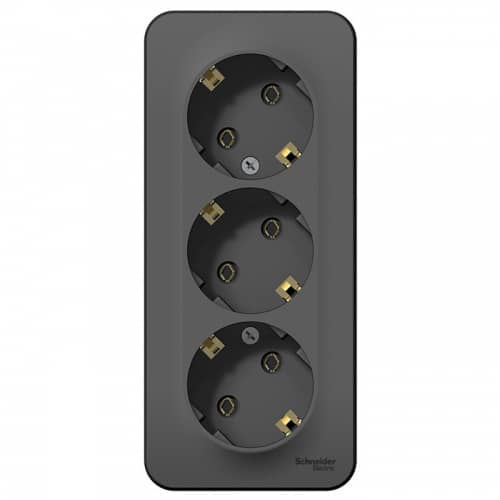 Купить Розетка Schneider Electric Blanca BLNRA010316 трехместная с заземлением и изолирующей пластиной антрацит по низкой цене