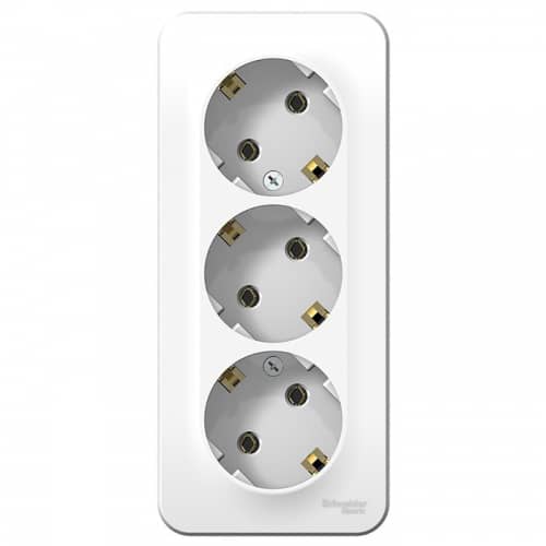 Купить Розетка Schneider Electric Blanca BLNRA010311 трехместная с заземлением и изолирующей пластиной белая по низкой цене