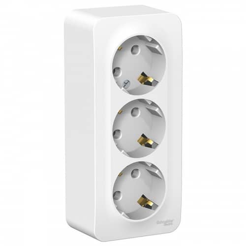 Купить Розетка Schneider Electric Blanca BLNRA010311 трехместная с заземлением и изолирующей пластиной белая по низкой цене