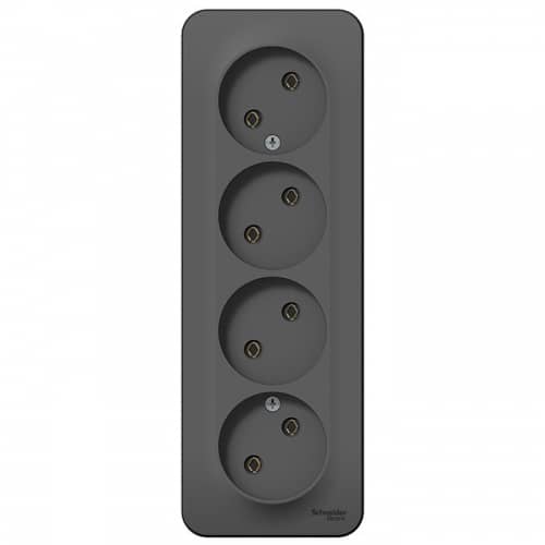 Купить Розетка Schneider Electric Blanca BLNRA000416 четырехместная с изолирующей пластиной антрацит по низкой цене