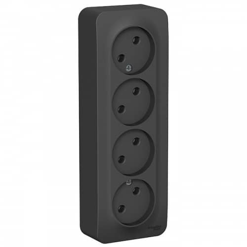 Купить Розетка Schneider Electric Blanca BLNRA000416 четырехместная с изолирующей пластиной антрацит по низкой цене