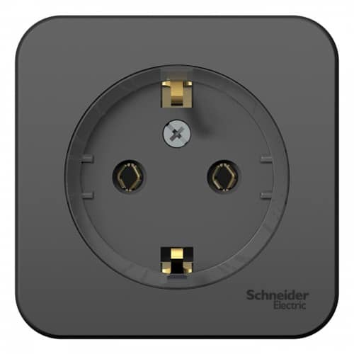 Купить Розетка Schneider Electric Blanca BLNRA110116 Компакт одноместная с заземлением и изолирующей пластиной антрацит по низкой цене