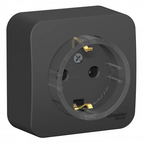 Купить Розетка Schneider Electric Blanca BLNRA110116 Компакт одноместная с заземлением и изолирующей пластиной антрацит по низкой цене