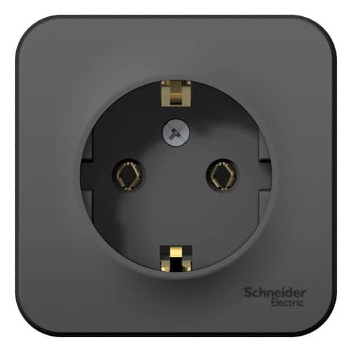 Купить Розетка Schneider Electric Blanca BLNRA010116 одноместная с заземлением и изолирующей пластиной антрацит по низкой цене