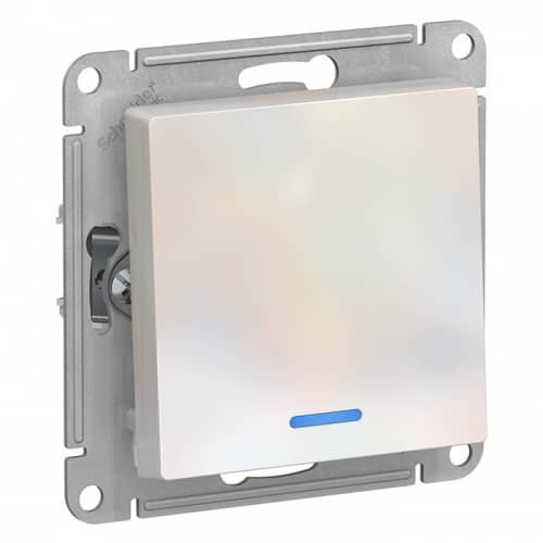Купить Выключатель Schneider Electric AtlasDesign ATN000413 одноклавишный с индикатором жемчуг по низкой цене