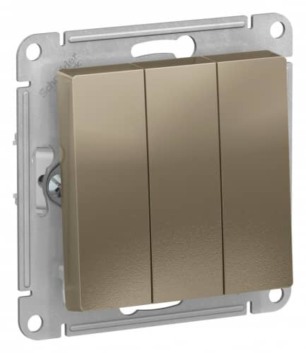 Купить Выключатель Schneider Electric AtlasDesign ATN000531 трехклавишный шампань по низкой цене