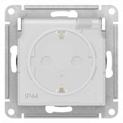 Купить Розетка Schneider Electric AtlasDesign Aqua ATN440146 одноместная с заземлением и защитными шторками с крышкой белый по низкой цене