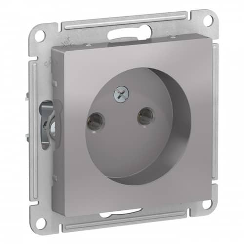 Купить Розетка Schneider Electric AtlasDesign ATN000341 одноместная без заземления алюминий по низкой цене