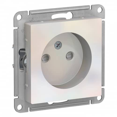 Купить Розетка Schneider Electric AtlasDesign ATN000449 одноместная без заземления с защитными шторками жемчуг по низкой цене