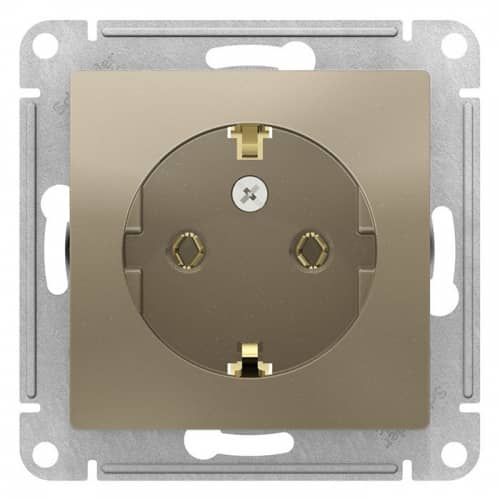 Купить Розетка Schneider Electric AtlasDesign ATN000543 одноместная с заземлением шампань по низкой цене