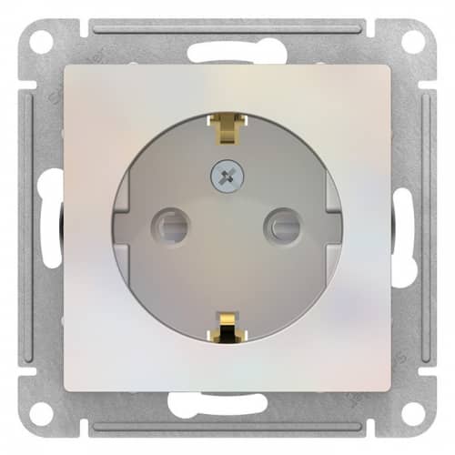 Купить Розетка Schneider Electric AtlasDesign ATN000445 одноместная с заземлением и защитными шторками жемчуг по низкой цене