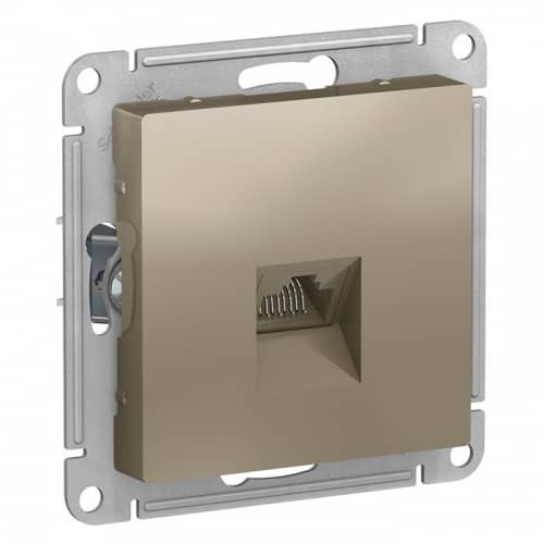 Купить Розетка Schneider Electric AtlasDesign ATN000583 RJ45 компьютерная оконечный одноместный шампань по низкой цене