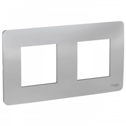 Купить Рамка Schneider Electric Unica Studio NU200430 алюминий двухместная по низкой цене