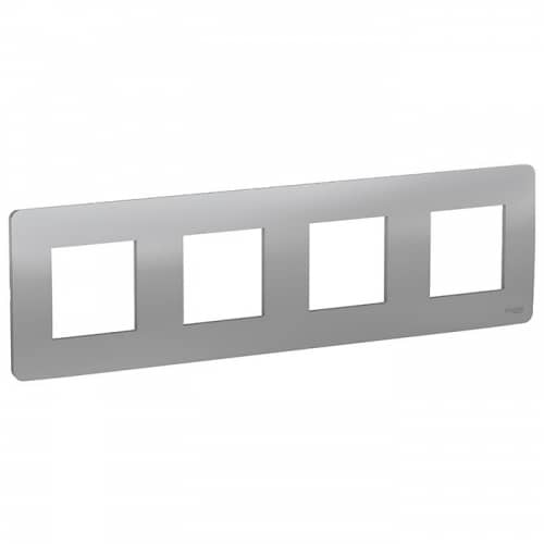 Купить Рамка Schneider Electric Unica Studio NU200830 алюминий четырехместная по низкой цене