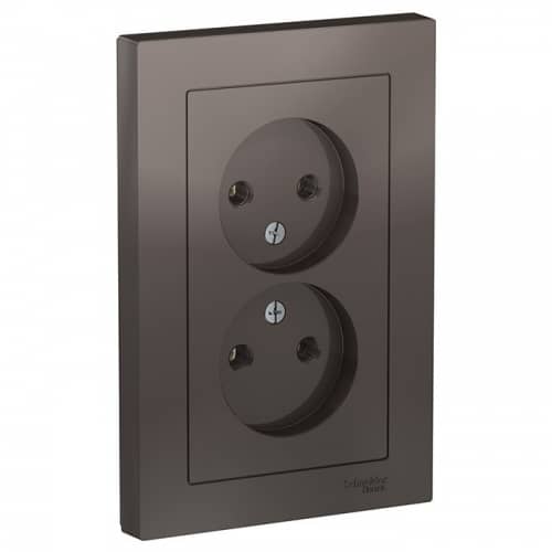 Купить Розетка Schneider Electric AtlasDesign ATN000620 двухместная без заземления мокко по низкой цене