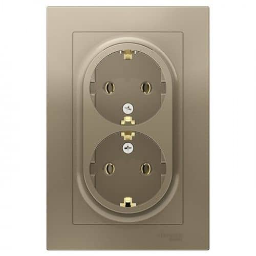Купить Розетка Schneider Electric AtlasDesign ATN000524 двухместная с заземлением шампань по низкой цене
