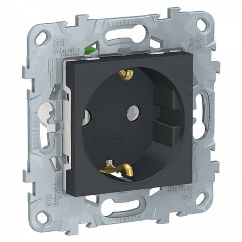 Купить Розетка Schneider Electric Unica New NU505654 одноместная с заземлением антрацит по низкой цене