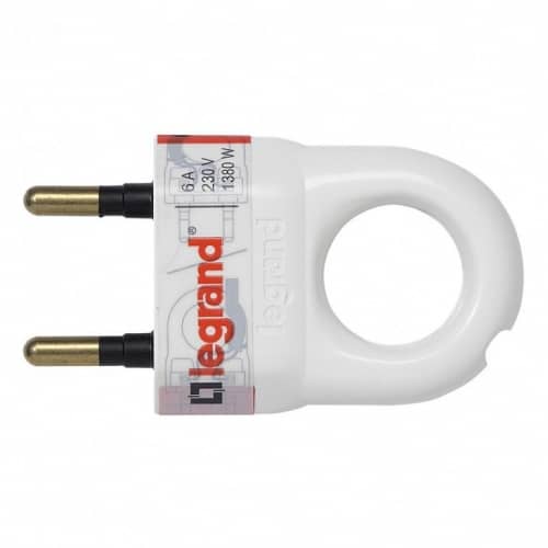 Купить Вилка Legrand Helium 050162 6А 2P+E электрическая прямая с заземлением белая по низкой цене