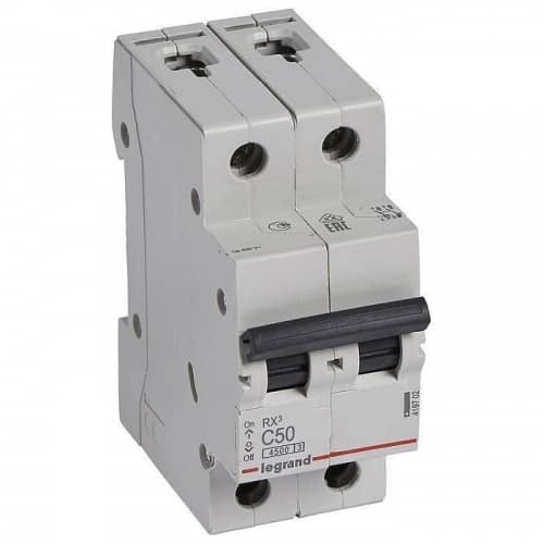 Купить Автоматический выключатель Legrand RX3 419702 2P C 50A 4,5 кА по низкой цене