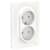 Купить Розетка Schneider Electric Unica New NU206318 двухместная без заземления с защитными шторками белая по низкой цене