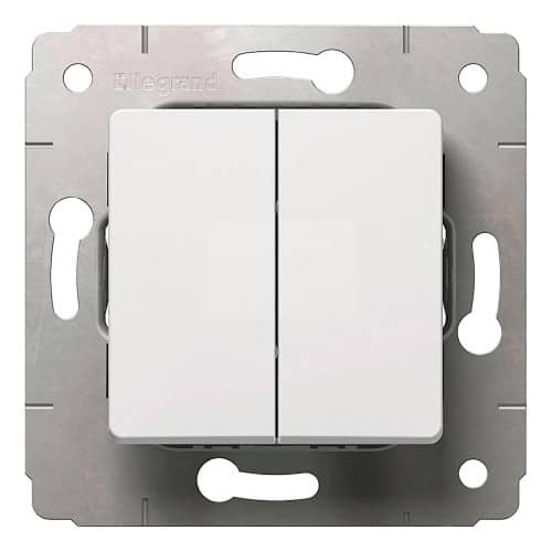 Купить Выключатель Legrand Cariva 773658 двухклавишный белый по низкой цене