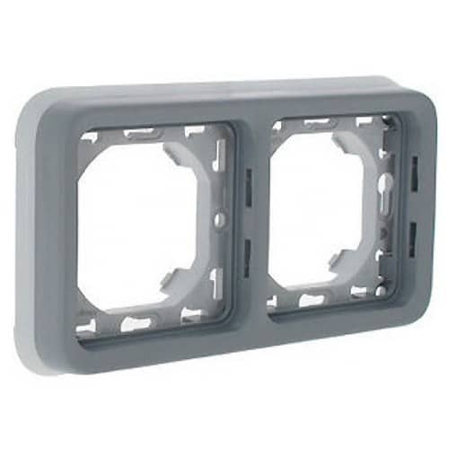 Купить Рамка Legrand Plexo 069683 с суппортом серая двухместная по низкой цене