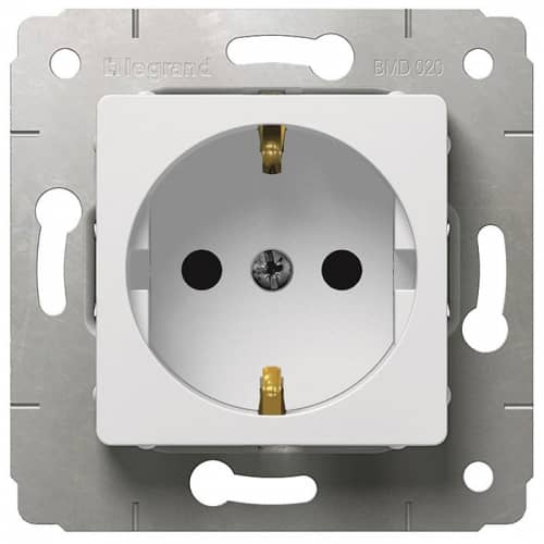 Купить Розетка Legrand Cariva 773659 одноместная с заземлением белый по низкой цене