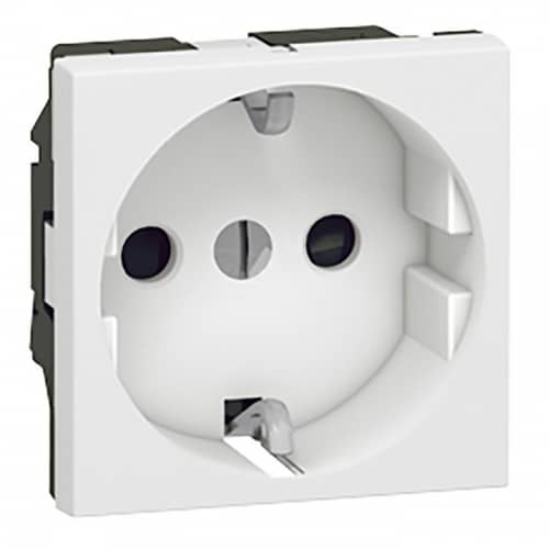 Купить Розетка Legrand Mosaic 077213 одноместная с заземлением и защитными шторками белый по низкой цене