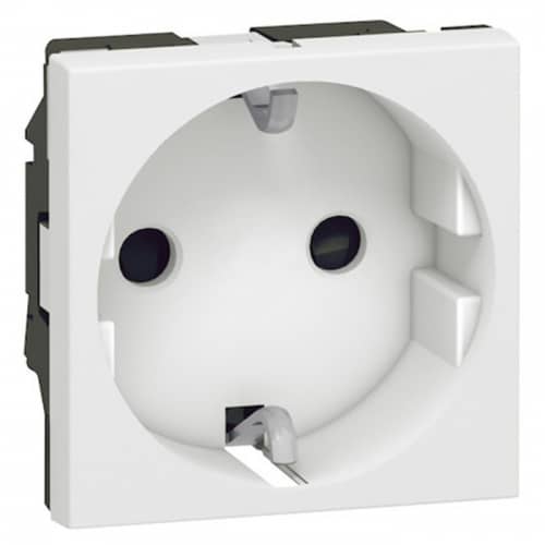 Купить Розетка Legrand Mosaic 077211 одноместная с заземлением и защитными шторками белый по низкой цене
