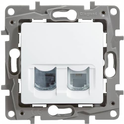 Купить Розетка Legrand Etika 672252 RJ11+RJ45 телефонно-компьютерная двойной белый по низкой цене