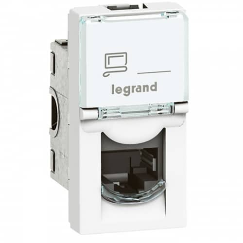 Купить Розетка Legrand Mosaic 07656 RJ45 компьютерная оконечный одноместный белый по низкой цене
