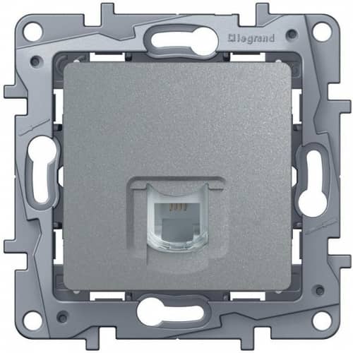 Купить Розетка Legrand Etika 672440 RJ11 телефонная проходной одноместный алюминий по низкой цене