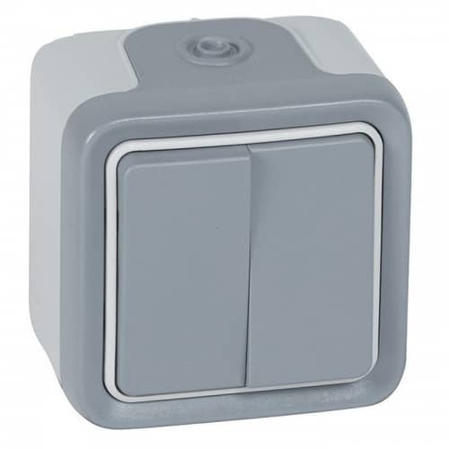 Купить Переключатель Legrand Plexo 069715 двухклавишный серый по низкой цене