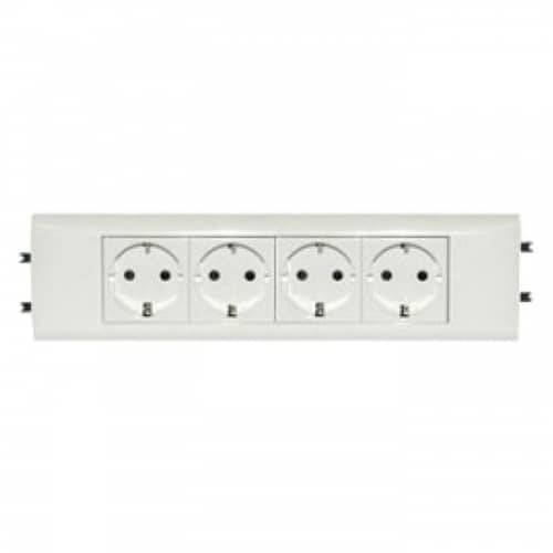 Купить Розетка Legrand Mosaic 077434 четырехместная с заземлением и защитными шторками белый по низкой цене