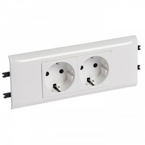 Купить Розетка Legrand Mosaic 077432 двухместная с заземлением и защитными шторками белый по низкой цене