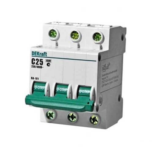 Купить Автоматический выключатель DEKraft ВА-101 3п C 25А 4.5кА по низкой цене